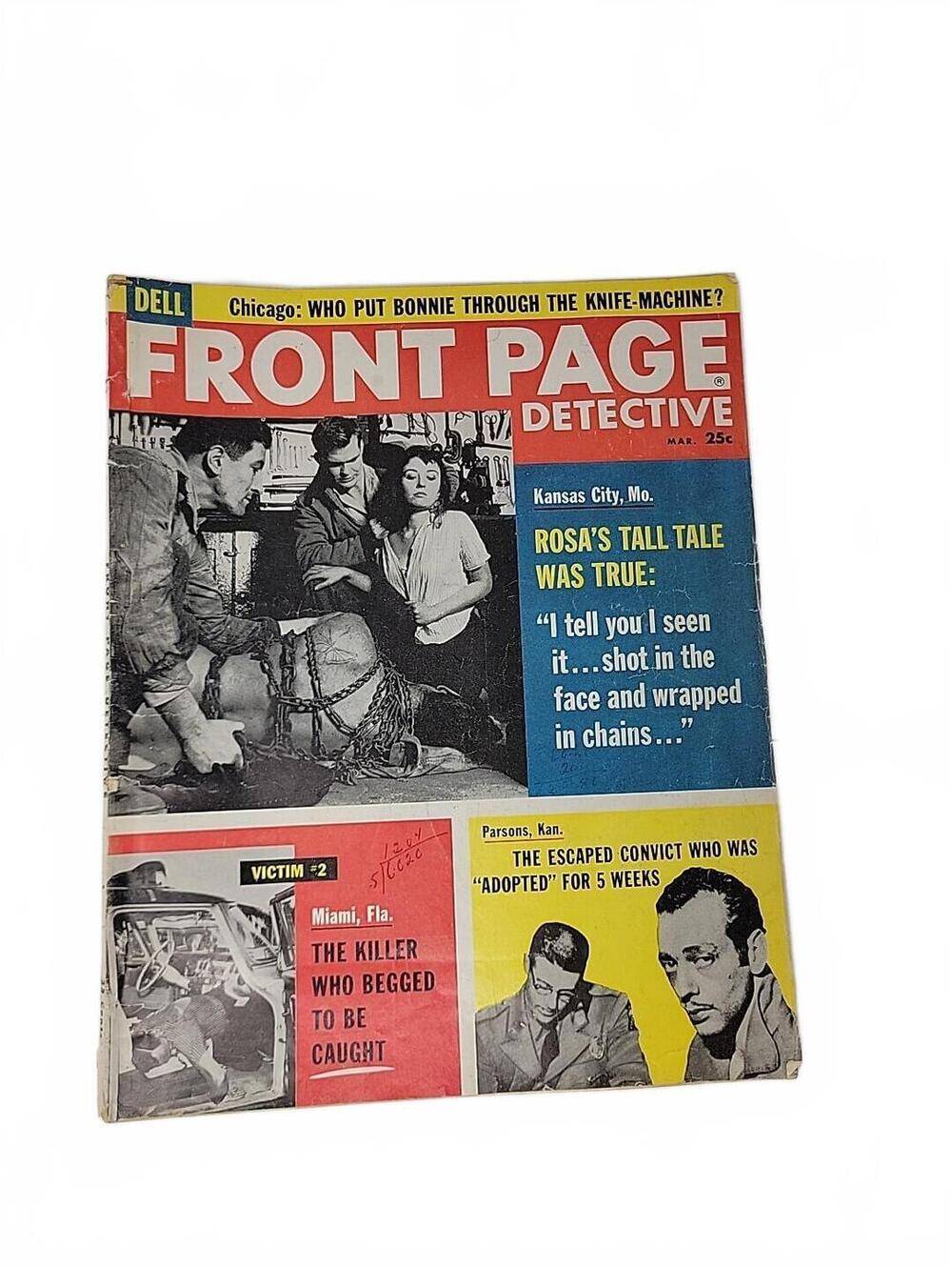 Front Page Detective Magazine March Issue Vintage Crime and Detective Stories